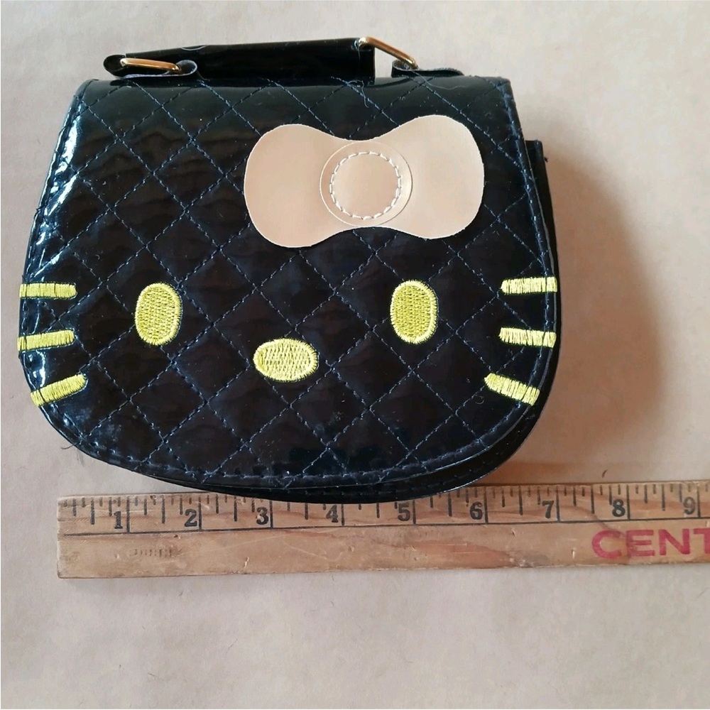 Hello Kitty Sanrio Purse Bag Detachable Crossbody Strap Black Yellow - Picture 8 of 9